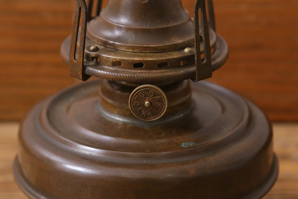 アンティーク雑貨　明治大正　5分芯　ランタン型の座敷ランプ(洋燈、オイルランプ)(R-040546)