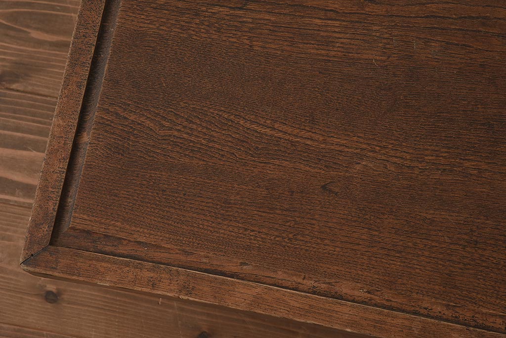 レトロ家具　大正昭和初期　栓材　古い木の質感が味わい深い角ちゃぶ台(折りたたみテーブル、座卓、ローテーブル)(R-040564)