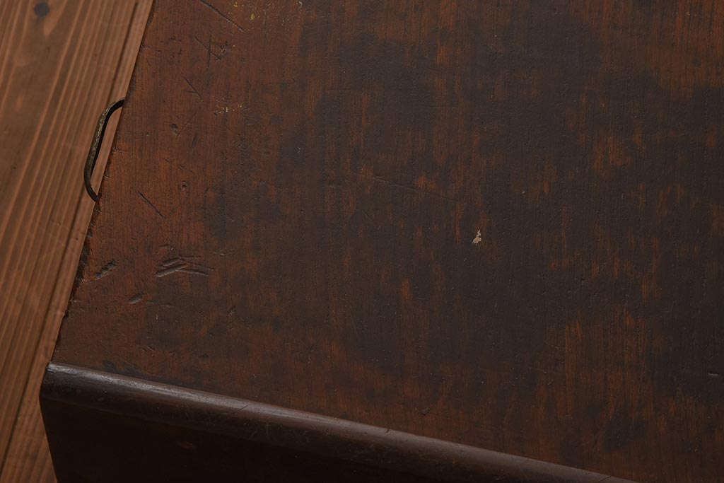 レトロ家具　昭和中期　2色の木色がおしゃれな文机(座机、飾り台)(R-040568)