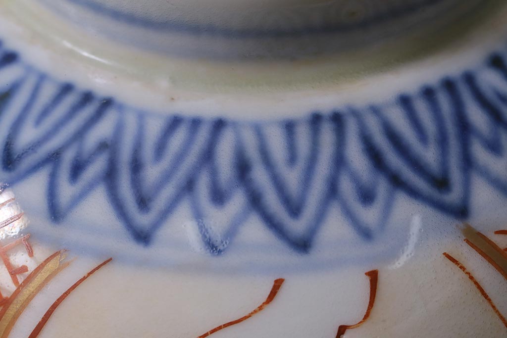 アンティーク雑貨　幕末明治期　伊万里焼　色絵蓋茶碗2客セット(蓋付茶碗、和食器)(R-040573)