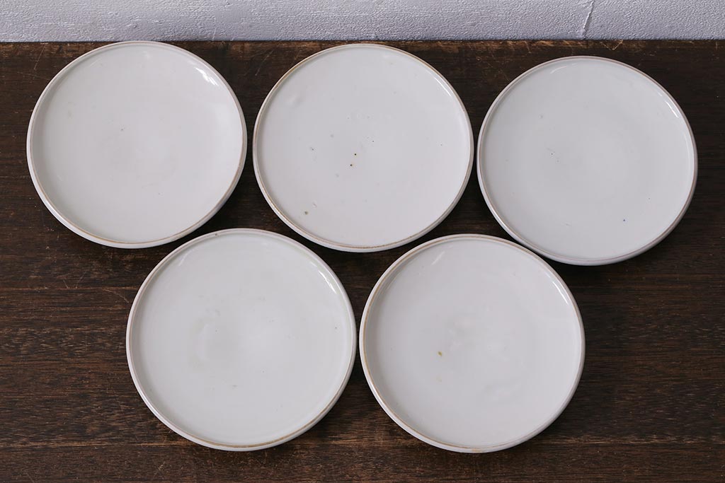アンティーク雑貨　幕末明治期　伊万里焼　色絵蓋茶碗5客セット(蓋付茶碗、和食器)(R-040574)