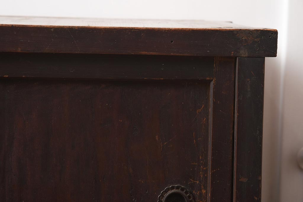 アンティーク家具　明治大正期　古い木の質感が味わい深い木製戸棚(収納棚、キャビネット)(R-040595)