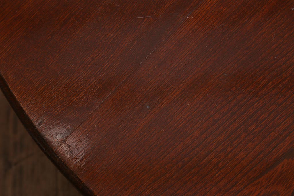アンティーク家具　昭和初期　栓材　昭和レトロな雰囲気が魅力の丸ちゃぶ台(折りたたみテーブル、座卓、ローテーブル)(R-040615)