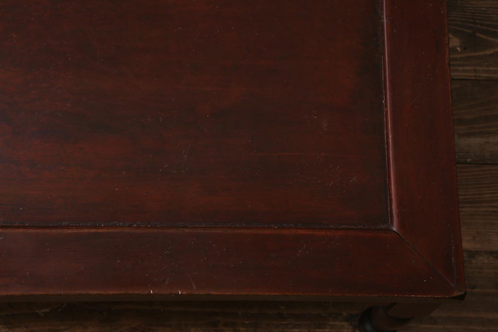 アンティーク家具　大正昭和初期　総ケヤキ材・天板玉杢一枚板　和洋折衷どちらの空間にも馴染む座卓(ローテーブル)(R-040616)