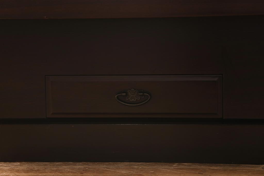 ヴィンテージ家具　カリン材(花梨材)　天板極厚　貫禄のある重厚な佇まいの関西火鉢(ローテーブル、長火鉢、座卓、リビングテーブル、囲炉裏、ビンテージ)(R-040617)
