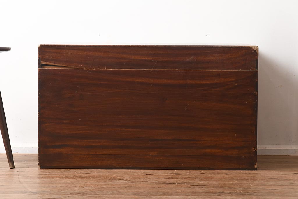 アンティーク雑貨　和製アンティーク　昭和初期　楠木材　特徴的な木目が魅力の木箱(小物収納、収納箱)(R-040654)