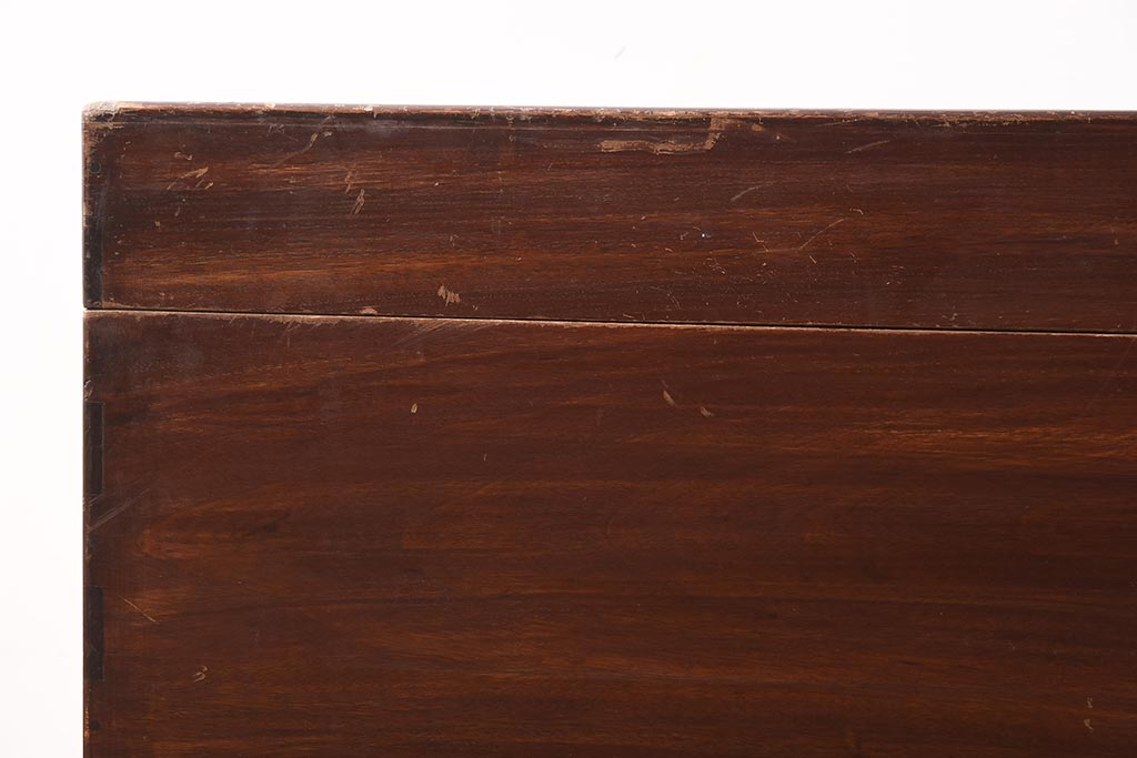 アンティーク雑貨　和製アンティーク　昭和初期　楠木材　特徴的な木目が魅力の木箱(小物収納、収納箱)(R-040654)