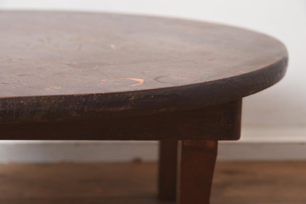 レトロ家具　昭和レトロ　昭和中期　素朴で味のある小振りなちゃぶ台(折りたたみテーブル、座卓、ローテーブル)(R-040664)