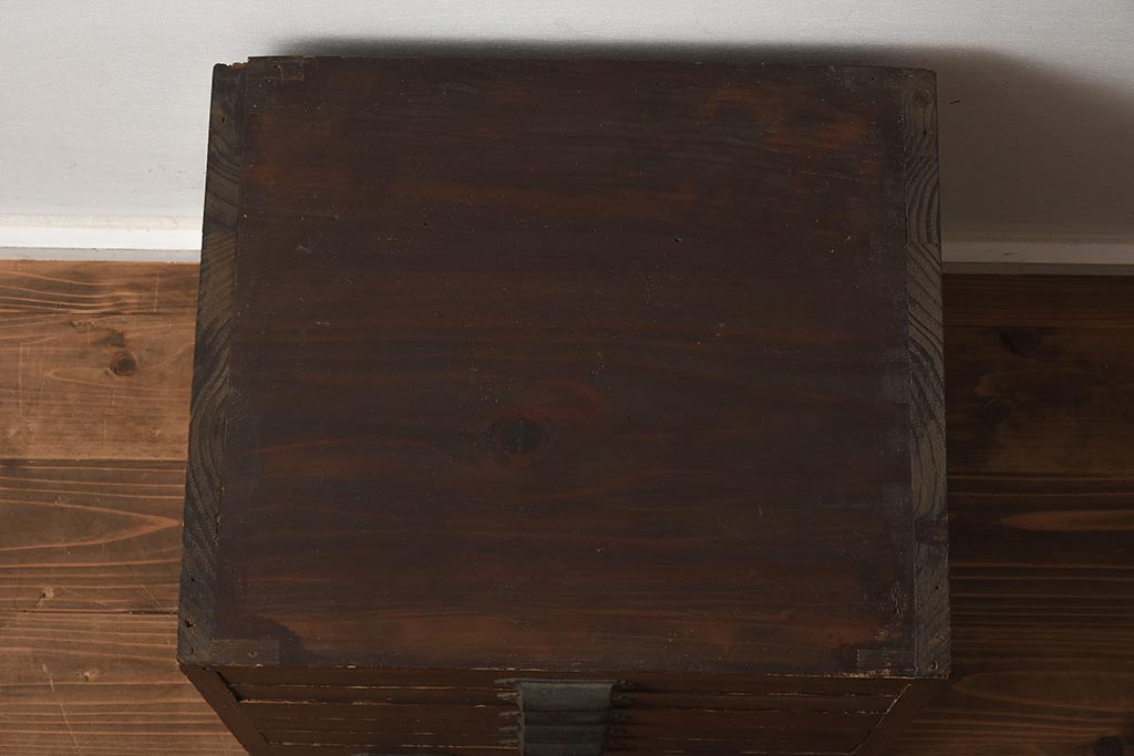 アンティーク家具　和製アンティーク　昭和初期　レトロな風合いが可愛らしいレコードケース(小引き出し、卓上収納、小物収納)(R-040668)