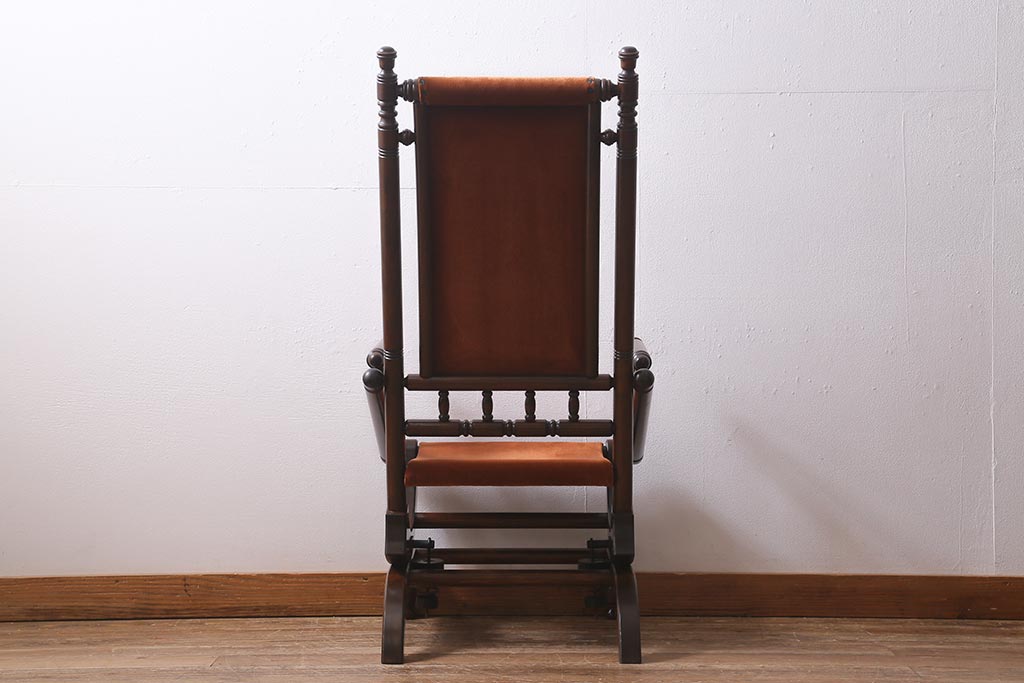中古　松本民芸家具　D型　ロッキングチェア(アームチェア、揺り椅子)(R-040678)