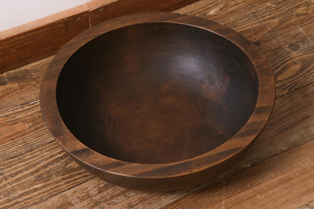 アンティーク雑貨　和製アンティーク　大正期　木味が魅力の木製こね鉢(ディスプレイ雑貨)(R-040683)