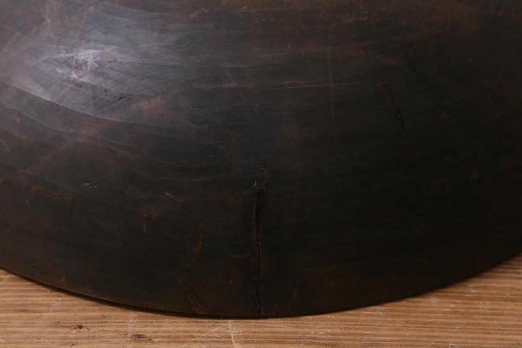 アンティーク雑貨　和製アンティーク　大正期　木味が魅力の木製こね鉢(ディスプレイ雑貨)(R-040683)