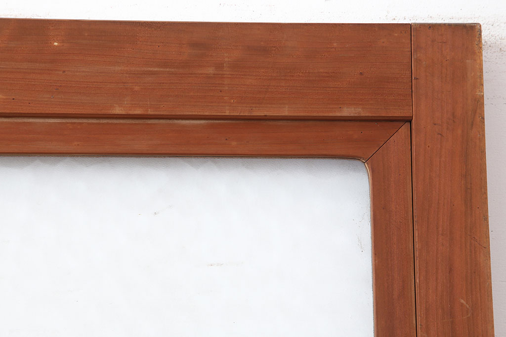 レトロ建具　昭和レトロ　昭和中期　杉材一枚板　窓付きのレトロな木製ドア(建具、扉)(R-040723)
