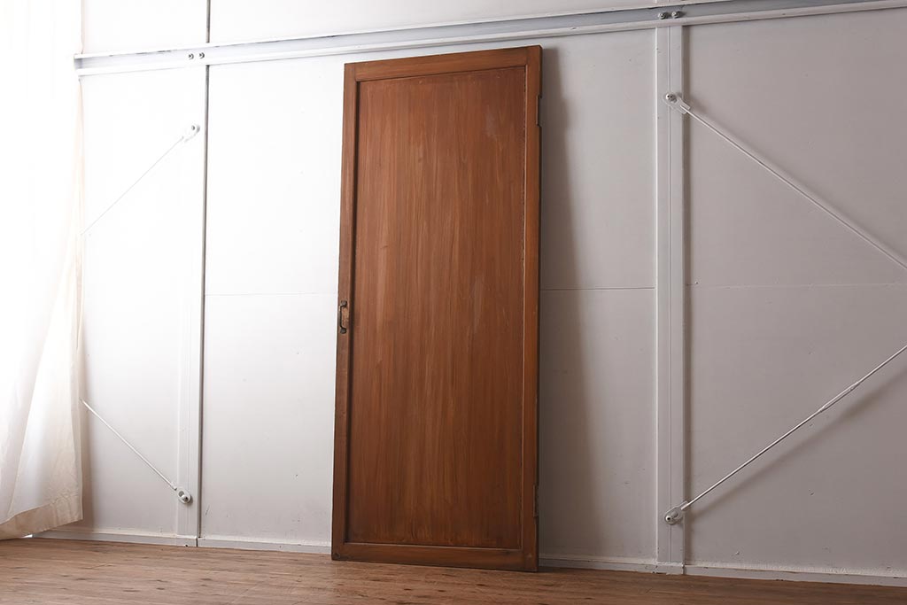 アンティーク建具　和製アンティーク　杉材　赤味がかった茶色の木製ドア(建具、扉)(R-040724)