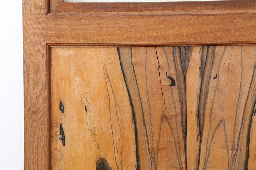 アンティーク家具　和製アンティーク　昭和初期　両開き　激レア!黒柿無垢材が用いられた存在感のある親子ドア1対(木製ドア、扉)(R-040726)