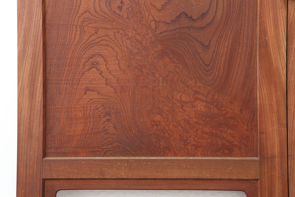 アンティーク家具　和製アンティーク　大正昭和初期　激レア　両開き　美しい杢目の総ケヤキ材でつくられた折り戸1対(親子ドア、木製ドア、扉)(R-040727)
