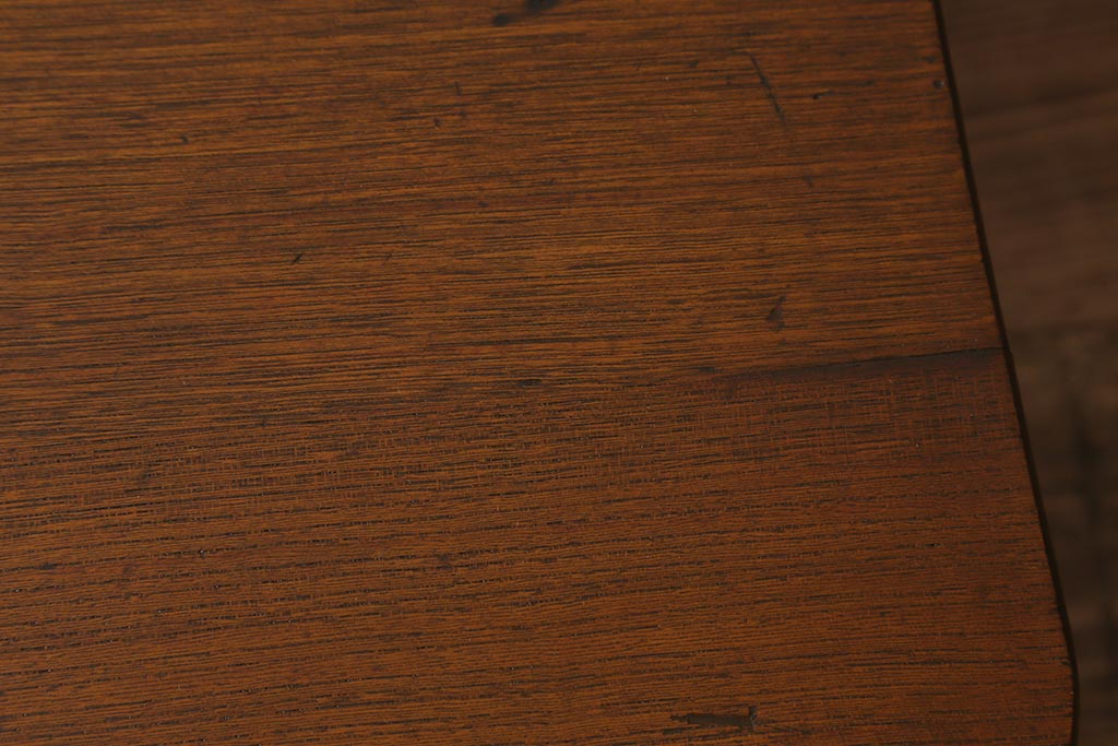 レトロ家具　昭和中期　栓材　味わい深い木肌が魅力の角ちゃぶ台(折りたたみテーブル、座卓、ローテーブル)(R-040732)