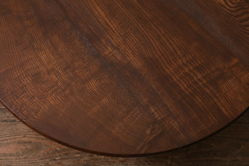 レトロ家具　昭和初期　栓材　温かみのある素朴な雰囲気が魅力の丸ちゃぶ台(折りたたみテーブル、座卓、ローテーブル)(R-040734)