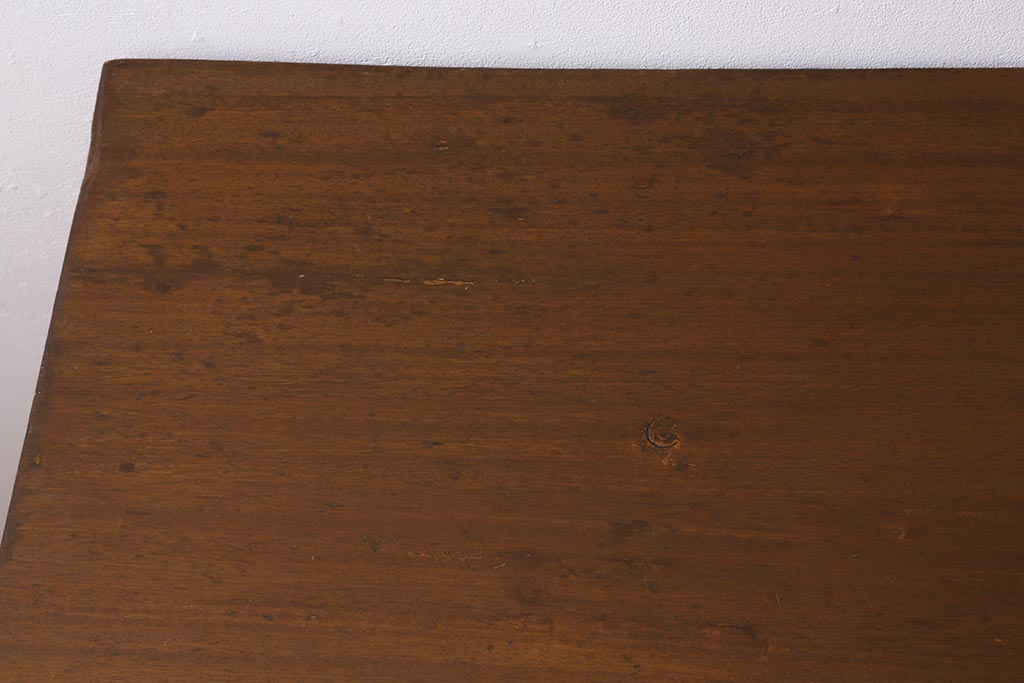 レトロ家具　昭和中期　温かみのあるお部屋作りにおすすめな片袖机(デスク、在宅ワーク、在宅用作業台)(R-040770)
