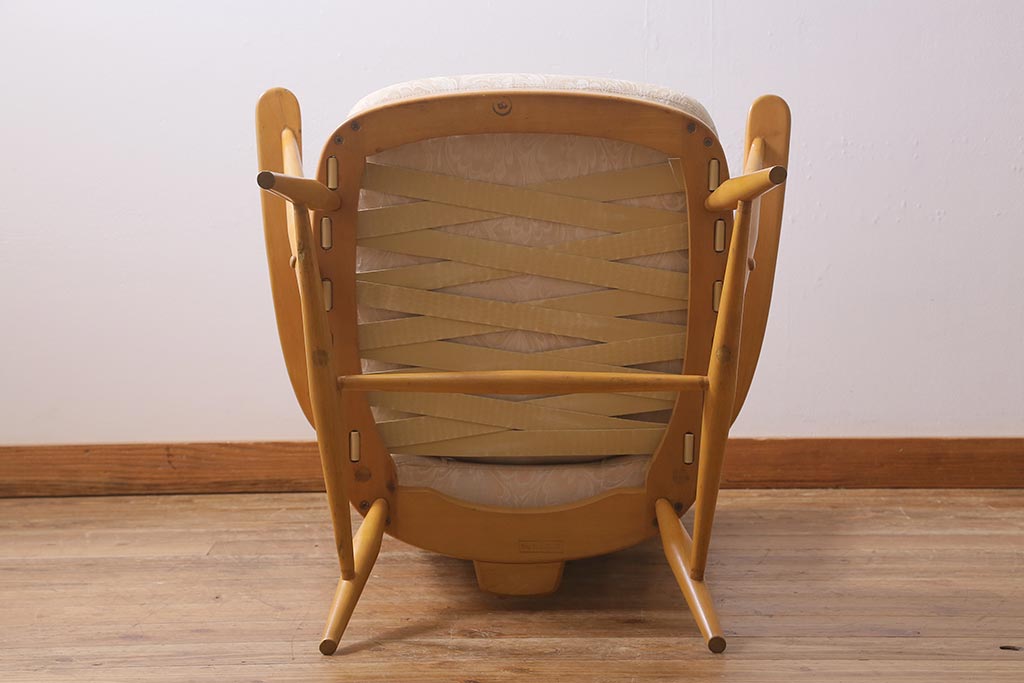 ヴィンテージ家具　ERCOL(アーコール)　エバーグリーン　気品のある佇まいが魅力の1人掛けイージーチェア(ラウンジチェア、アームチェア、椅子、ソファ、ビンテージ)(R-040773)