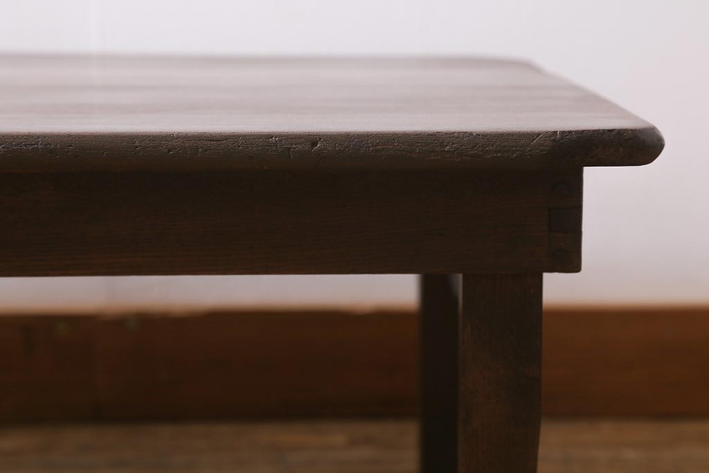 レトロ家具　昭和初期　栓材　素朴な雰囲気が魅力の角ちゃぶ台(折りたたみテーブル、座卓、ローテーブル)(R-040774)