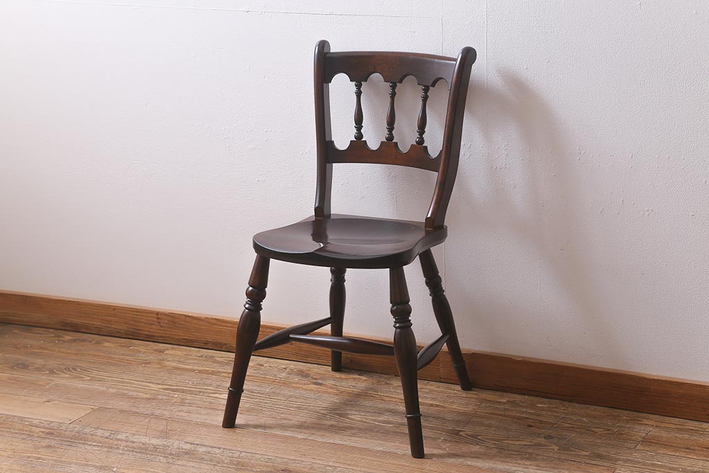 中古　松本民芸家具　#49型A　クラシックな佇まいが魅力的なワイコムチェア(ダイニングチェア、椅子、板座チェア)(R-040780)