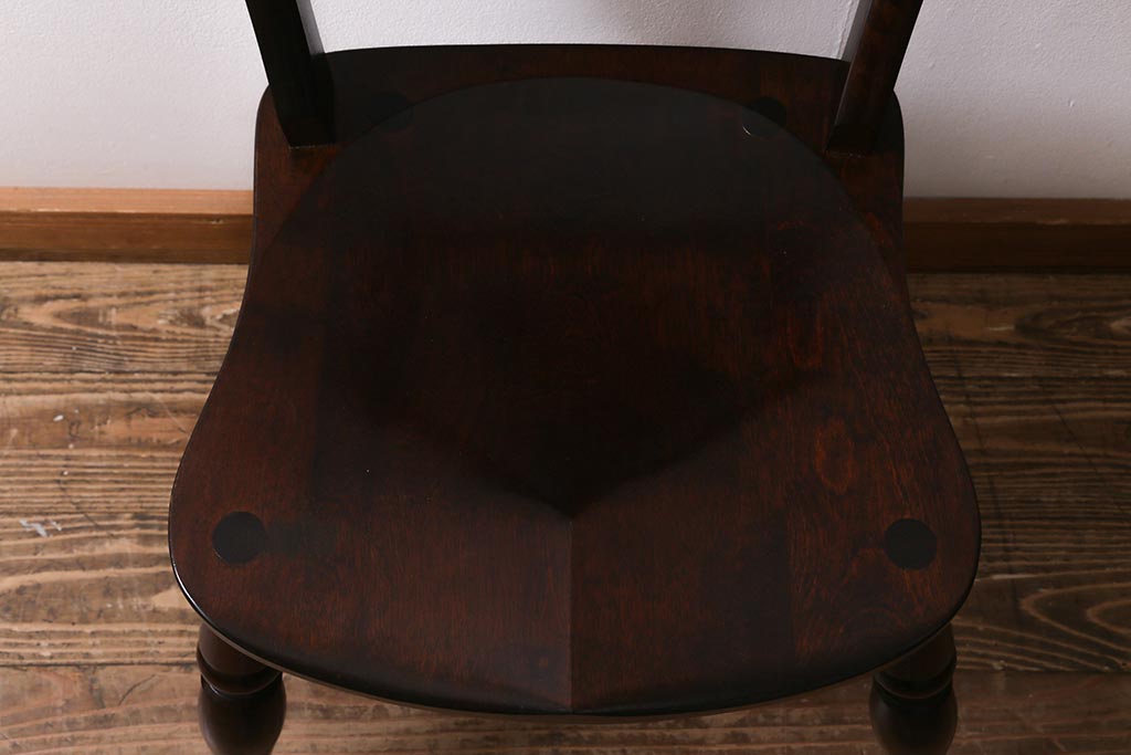 中古　松本民芸家具　#49型A　クラシックな佇まいが魅力的なワイコムチェア(ダイニングチェア、椅子、板座チェア)(R-040780)