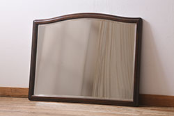 中古　北海道民芸家具　シックな木製フレームのミラー(鏡、ドレッシングチェスト)(定価約7万円)(R-040797)