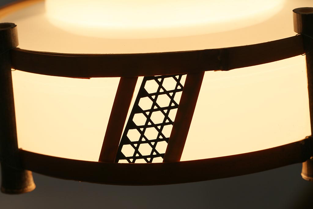 レトロ照明 昭和レトロ 竹細工と透かしが魅力的なペンダントライト(天井照明、電笠、シェード)(R-040816) | ラフジュ工房