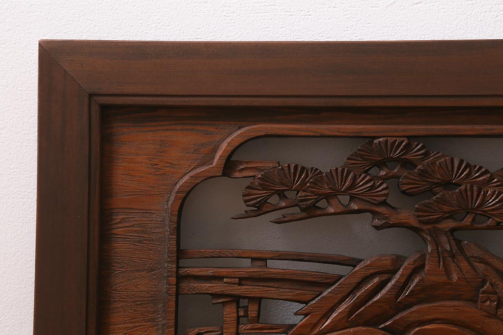 アンティーク建具　昭和中期　山水図　上品な和の雰囲気を高める欄間(明かり取り、明り取り)(R-040827)