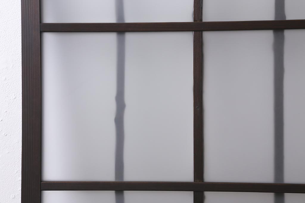 アンティーク建具　昭和中期　すりガラス入り　木の風合いが楽しめる個性的なガラス戸1枚(引き戸)(R-040830)