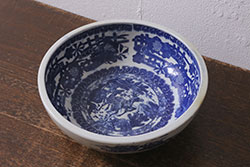 江戸期　古伊万里　染付　龍寿紋　3.1寸皿　約9.5cm　吉祥を招くおめでたい絵付けの菊皿5客セット(小皿、なます皿、菊花形、壽字文、三寸一分、和食器、和皿)(R-062282)