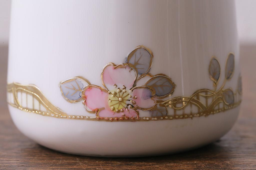 オールドノリタケ(日陶、Noritake、則武)　金彩の花柄がエレガントな調味料入れ(クルエット、ソルト入れ、コンディメント)(R-040840)