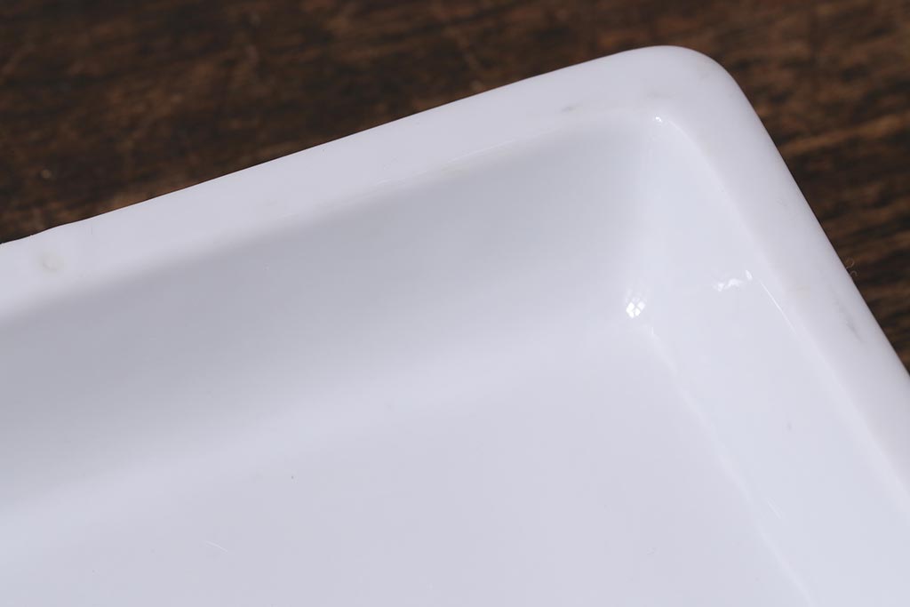 アンティーク雑貨　昭和初期　角皿付きの古い乳鉢(乳棒付き)(R-040848)