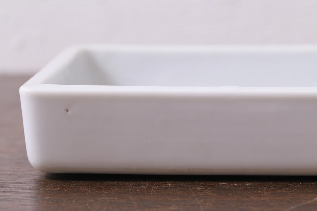 アンティーク雑貨　昭和初期　角皿付きの古い乳鉢(乳棒付き)(R-040848)