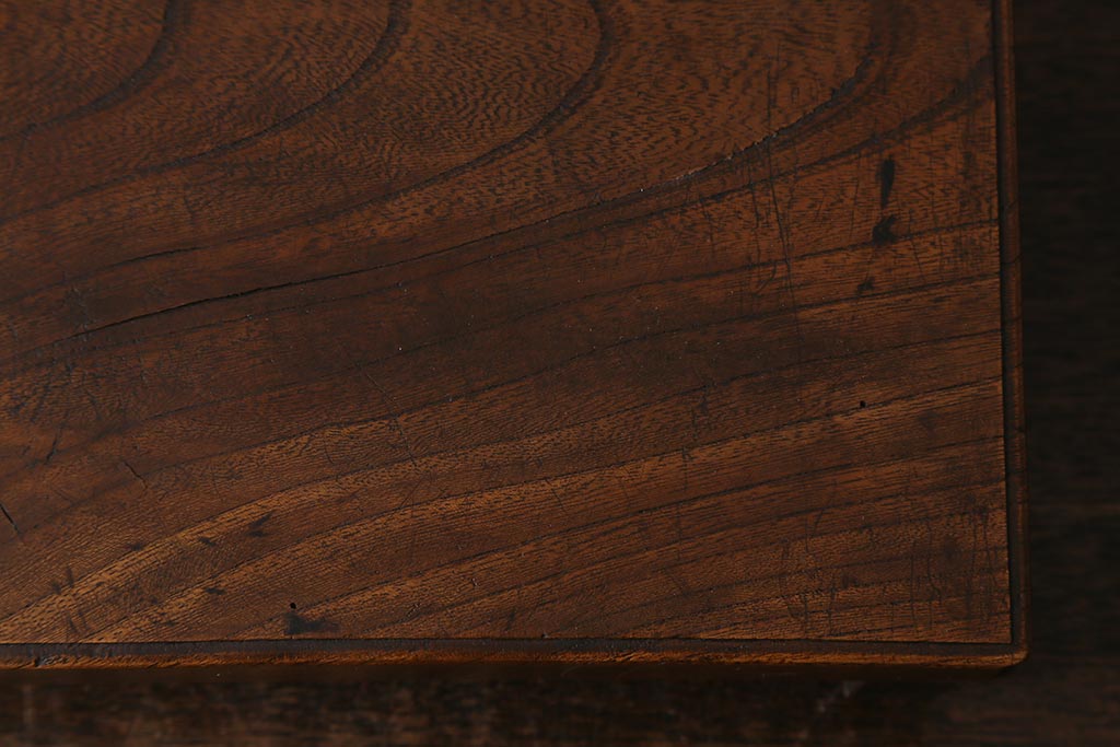アンティーク雑貨　明治大正期　ケヤキ材　味わい深い杢目が魅力の花台(飾り台)(R-040855)