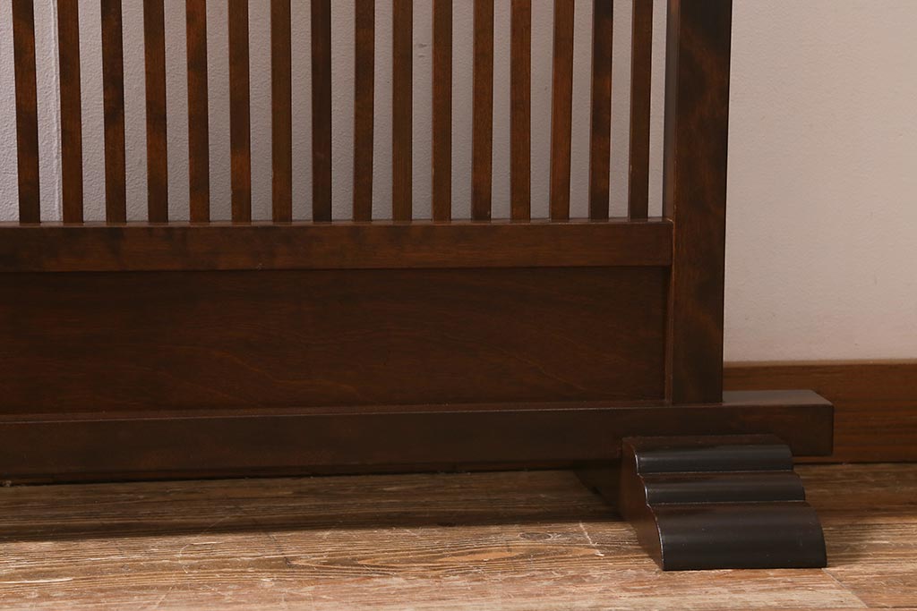 中古　ヴィンテージ家具　松本民芸家具　洗練された上品な佇まいが魅力のC型衝立(つい立て、パーテーション、ビンテージ)(定価約14万円)(R-040869)
