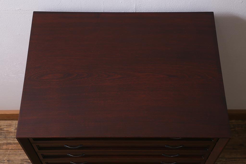 中古　国産　桐材　漆塗りが美しい指物家具の小タンス(引き出し、チェスト)(定価約24万円)(R-040880)