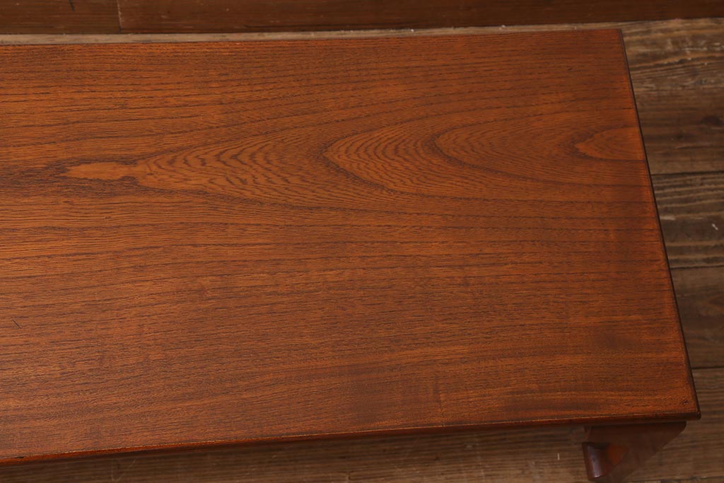アンティーク家具　明治大正期　総ケヤキ材　天板一枚板　漆塗りが綺麗な座机(ローテーブル、花台)(R-040887)