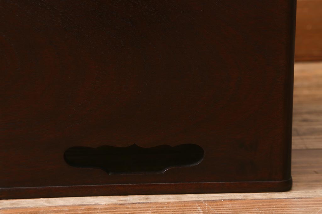 アンティーク雑貨　大正昭和初期　紫檀(シタン)材　シンプルで品のある角火鉢(木製火鉢、箱火鉢)(R-040891)