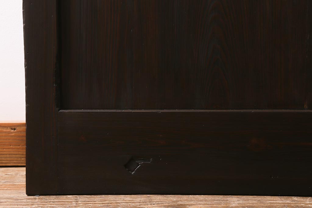 アンティーク建具　明治大正期　亀甲金網　和の風情溢れる格子蔵戸(引き戸、建具、玄関戸)(R-040930)