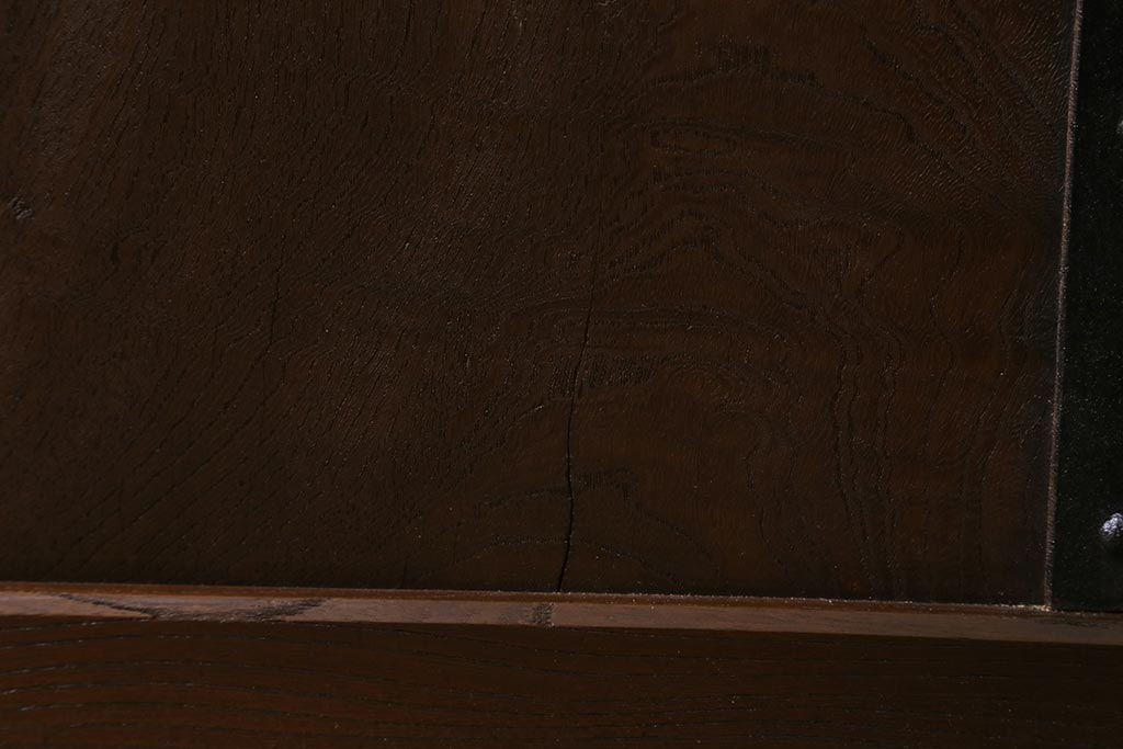 アンティーク建具　明治大正期　総ケヤキ材　亀甲金網　和の風情溢れる格子蔵戸(引き戸、建具、玄関戸)(R-040931)