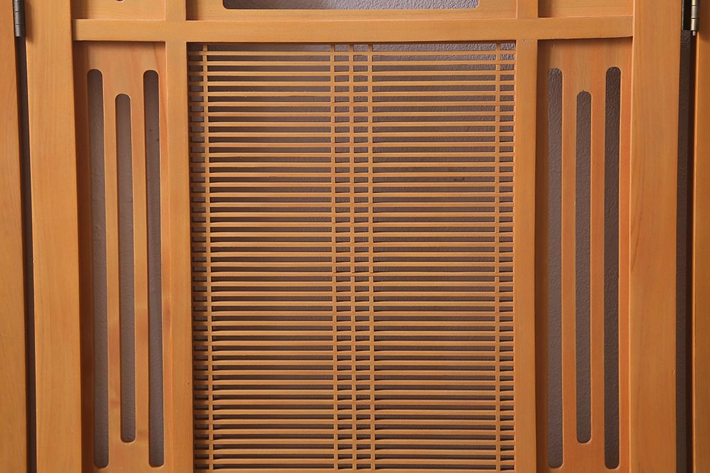 アンティーク家具　昭和中期　四君子(しくんし)　上質な空間作りにおすすめの四連折り畳み式パーテーション(衝立、仕切り)(R-040937)