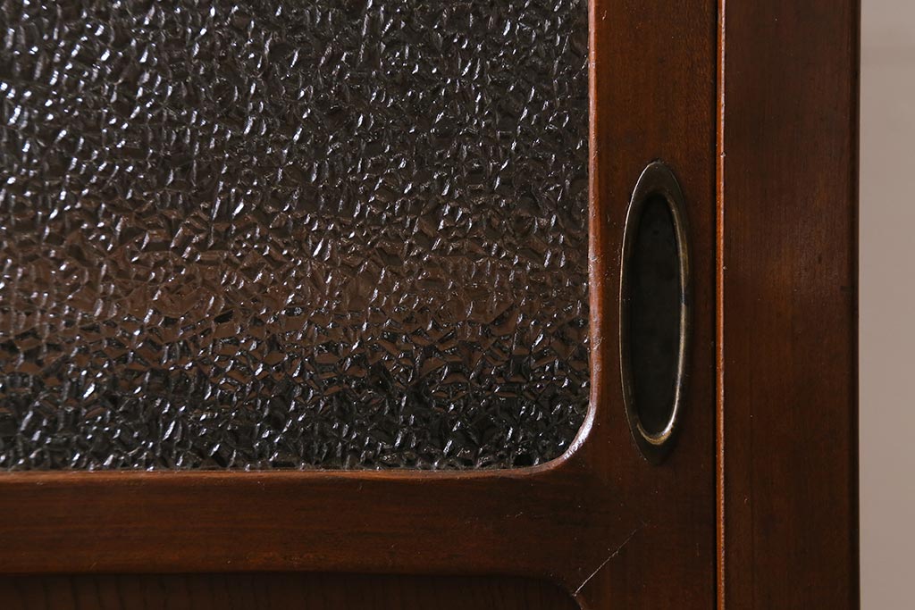 アンティーク家具　和製アンティーク　昭和初期　ダイヤガラスがレトロな雰囲気を醸し出す重ね戸棚(収納棚、引き出し、キャビネット)(R-040939)