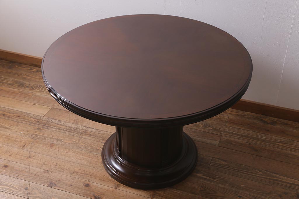 中古　maruni(マルニ木工)　KENT-COURT(ケントコート)　ブリティッシュコレクション　トラディショナルスタイルにおすすめのラウンドテーブル(ダイニングテーブル、丸テーブル)(定価約20万円)(R-041048)