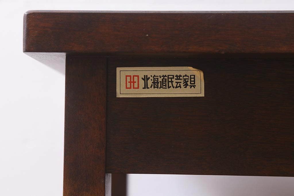 中古　北海道民芸家具　シックなお部屋にも似合う電話台(サイドテーブル、ナイトテーブル)(R-041053)