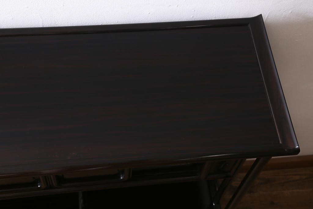 中古　民芸家具　黒檀　アジアンテイストにもおすすめな上品な意匠の茶棚(飾り棚、収納棚)(R-041074)