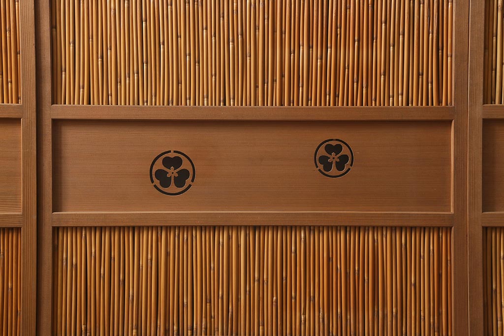 レトロ建具　昭和後期　美品!和の風情を演出してくれる御簾戸4枚セット(戸、簀戸、葭戸、夏障子、夏戸、窓、葦戸)(R-041087)