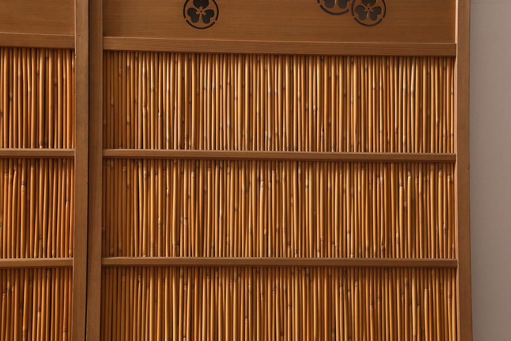 レトロ建具　昭和後期　美品!和の風情を演出してくれる御簾戸4枚セット(戸、簀戸、葭戸、夏障子、夏戸、窓、葦戸)(R-041087)