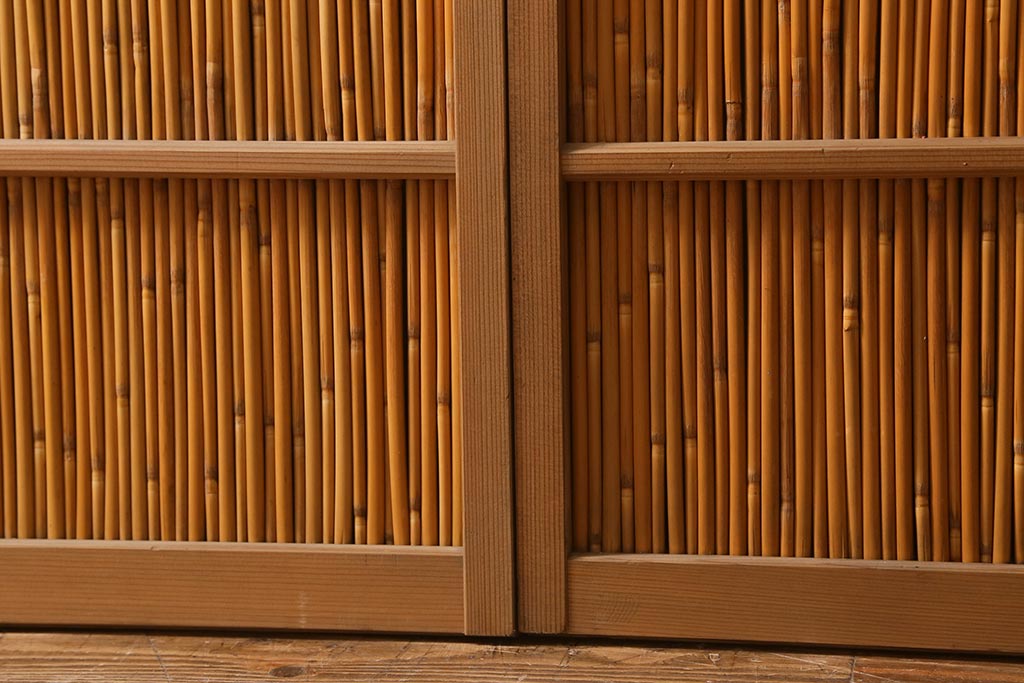 レトロ建具　昭和後期　美品!和の風情を演出してくれる御簾戸4枚セット(戸、簀戸、葭戸、夏障子、夏戸、窓、葦戸)(R-041087)